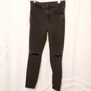 American Eagle Outfitters destroyed black next level stretch jeans Size …